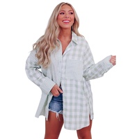 Azura Exchange Checked Patchwork Long Sleeve Shirt - L thumbnail