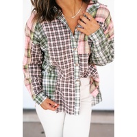 Azura Exchange Plaid Patchwork High Low Oversized Shirt - L thumbnail