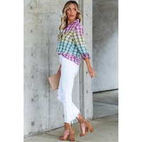 Azura Exchange Vibrant Tie Dye Plaid Button Up Shirt - 2XL thumbnail