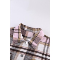 Azura Exchange Pink Geometric Plaid Print Pocketed Shacket - M thumbnail
