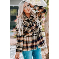 Orange Geometric Plaid Print Pocketed Shacket - 2XL thumbnail