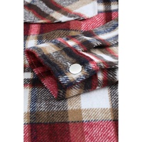 Azura Exchange Red Geometric Plaid Print Pocketed Shacket - M thumbnail