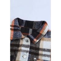 Geometric Plaid Print Pocketed Shacket - S thumbnail