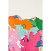 Multicolour Floral Print Folded Short Sleeve Shirt - L thumbnail