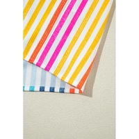 Orange Stripe Multicolor Drop Shoulder Loose Shirt - L thumbnail