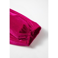 Pitaya Pink Buttoned V Neck Chest Pocket Velvet Shirt - XL thumbnail