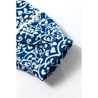 Blue Floral Ric-rac Patchwork Button Loose Fit Shirt - L thumbnail