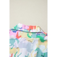 White Colorful Horse Printed Long Sleeve Button Up Casual Shirt - XL thumbnail