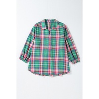 Green Checkered 3/4 Sleeve Collared Loose Fit Shirt - M thumbnail