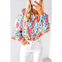 Multicolour Abstract Printed Long Sleeve Casual Shirt - M thumbnail