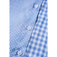 Sky Blue Stripe Plaid Patchwork Button up Long Sleeve Shirt - L thumbnail