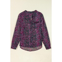 Grape Wine Polka Dot Printed Buttoned Casual Shirt - L thumbnail
