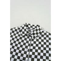 Green Checkerboard Printed Drop Shoulder Loose Casual Shirt - XL thumbnail