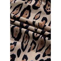 Light French Beige Oversized Leopard Print Balloon Sleeve Casual Shirt - 2XL thumbnail