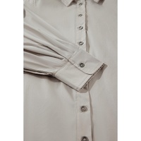 High Solid Color Balloon Sleeve Side Slits Loose Fit Shirt - L thumbnail