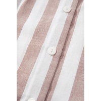 Khaki Stripe Casual Button Down Sleeveless Shirt - L thumbnail