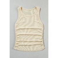Apricot Plain Ruched Side Slim Tank Top - XL thumbnail