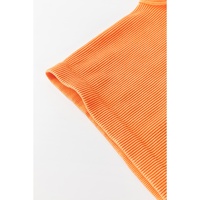 Grapefruit Orange Ribbed Seamless Cropped Tank Top - L thumbnail
