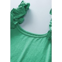 Mint Green Ruffled Wide Straps Slim Tank Top - L thumbnail