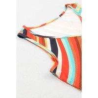 Multicolour Wavy Striped Buttoned V Neck Tank Top - M thumbnail