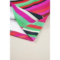 Purple Wavy Striped Buttoned V Neck Tank Top - L thumbnail
