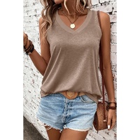 Simply Taupe Ribbed V Neck Tank - L thumbnail