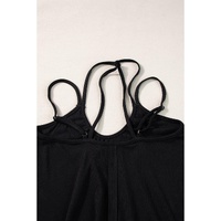 Black Exposed Seam Detail Double Straps Tank Top - S thumbnail
