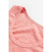 Fushia Solid Color Textured U Neck Slim Tank Top - L thumbnail