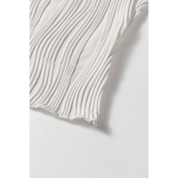 White Solid Color Wavy Textured Round Neck Tank Top - M thumbnail