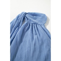 Myosotis Textured Pleated Tied Mock Neck  Flowy Tank Top - L thumbnail