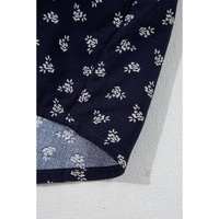 Blue Floral Print Spaghetti Strap Buttoned V Neck Tank Top - L thumbnail
