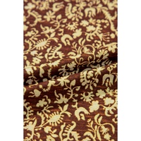 Brown Eyelet Knit Yoke Patchwork Printed Flowy Fit Tank Top - S thumbnail