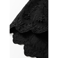 Black Floral Embroidered Buttoned Square Neck Tank Top - XL thumbnail
