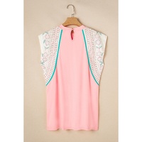 Light Pink Vintage Nashville Printed Patchwork Tank Top - L thumbnail