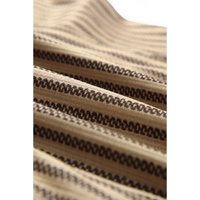 Khaki Striped Crew Neck Ruffled Tank Top - L thumbnail
