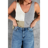 Gray Color Block Knitted Tank Top - 2XL thumbnail