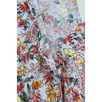 Multicolor Wrapped V Neck Floral Tank Crop Top - M thumbnail