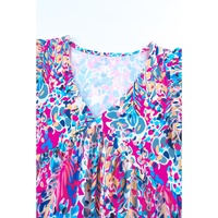 Boho Pattern Print Flounce V Neck Tank Top - S thumbnail