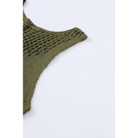 Green Tasseled Crochet Hollow-out Knit Tank - XL thumbnail