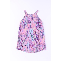 Multicolor Tropical Floral Print Racerback Tank Top - S thumbnail