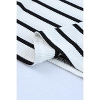 White Striped Print Ribbed O-neck Sleeveless Top - L thumbnail