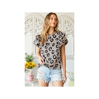 Azura Exchange Leopard Print Ruffled Blouse - XL thumbnail
