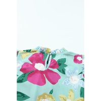 Green Floral Print Ruffle Trim Tank Top - M thumbnail