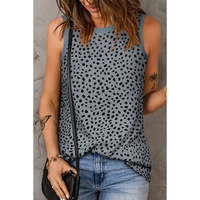 Azura Exchange Gray Leopard Print Round Neck Tank Top - 2XL thumbnail