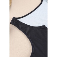 Black Gradient Leopard Split Neck Tank Top - S thumbnail