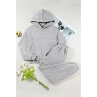 Gray Solid Exposed Seams Hoodie and Joggers Activewear Set - S thumbnail