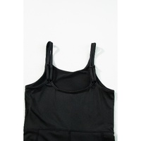 Black High Waist Backless Side Pockets Sports Jumpsuit - XL thumbnail