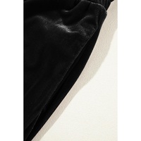 Black Solid Drawstring Waist Wide Leg Pants - S thumbnail