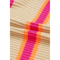Stripe Printed Ribbed Long Knitted Cardigan - M thumbnail