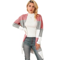 Green Colorblock Stripe Open-Front Cardigan - M thumbnail